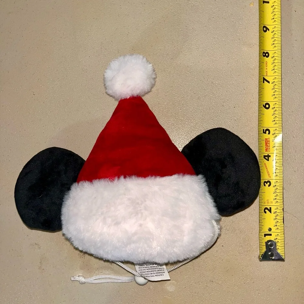 NWOT Disney Mickey Mouse Ears Santa Plush Pet Hat